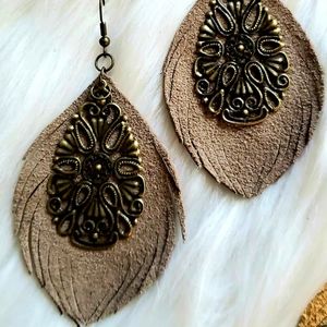 Leather Medallion Earrings